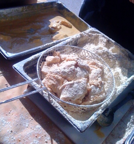 Catfish, Battered and ready for the fryer