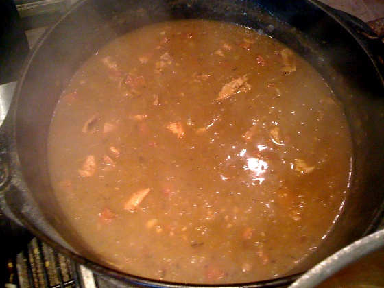 Slow simmered Turkey and Andouille Gumbo.